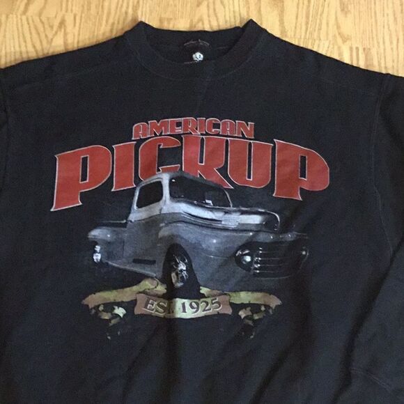 Vintage COVINGTON mens sweatshirt in size large black with truck graphics - Picture 4 of 9
